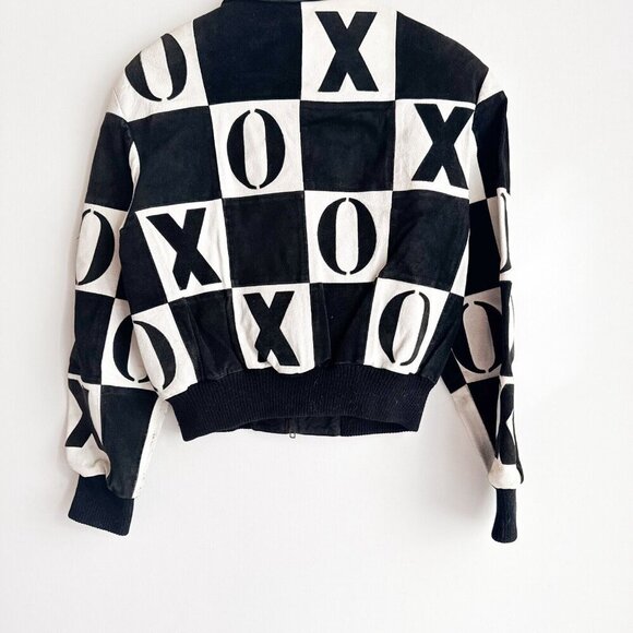 Vintage Fashion Crew XOXO Black White Suede Jacket M - Picture 6 of 7